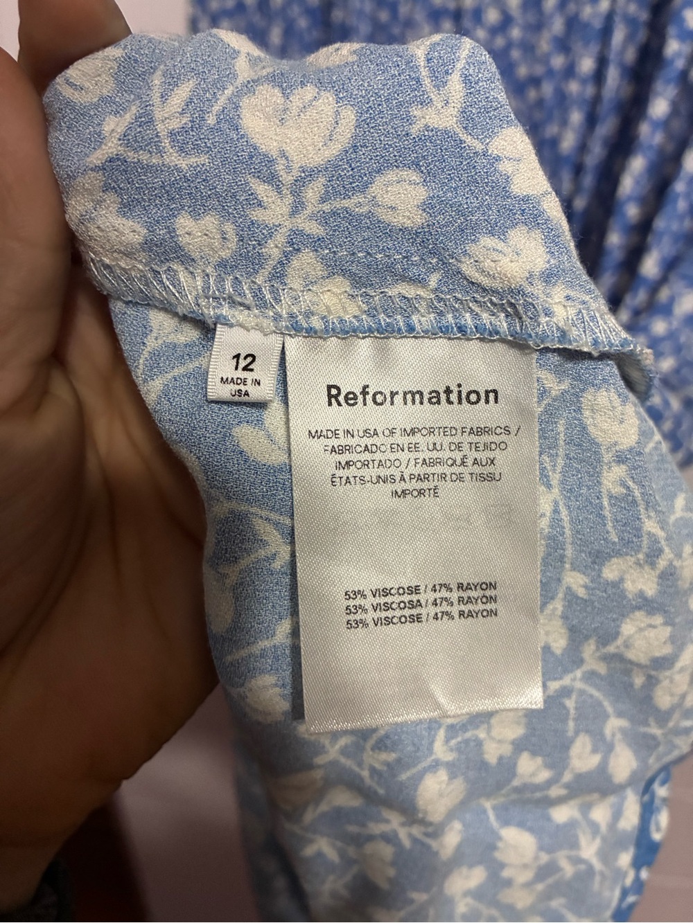 Reformation Mica ES Floral Marie Square Neck Midi Dress Blue Size 12 - Picture 12 of 14